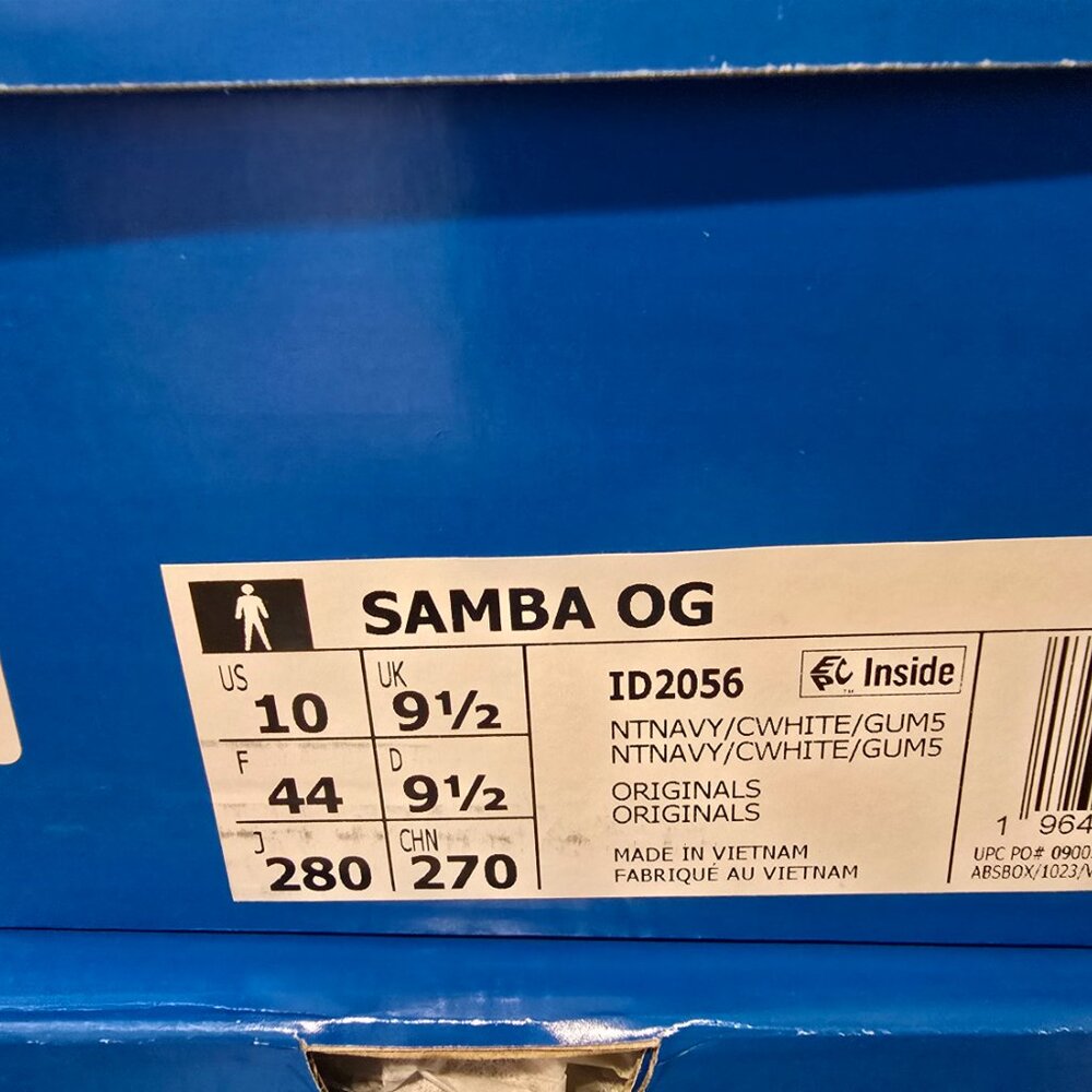 adidas Samba OG Night Navy Cream White Gum Shoes ID2056 Men's Size 10 NEW - Picture 11 of 15
